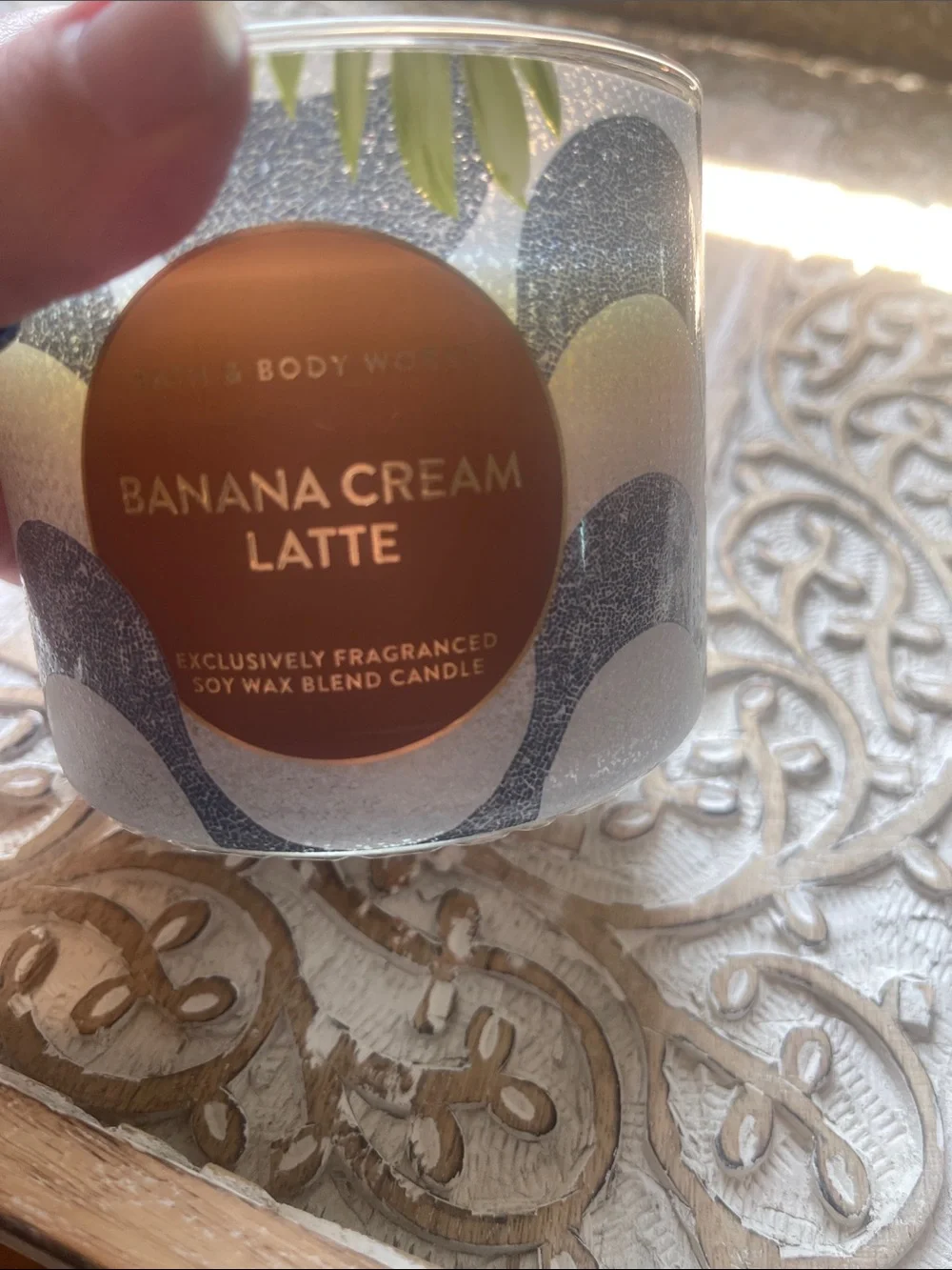 Bath & Body Works Banana Cream Latte Soy Candle - Cream/Gray
